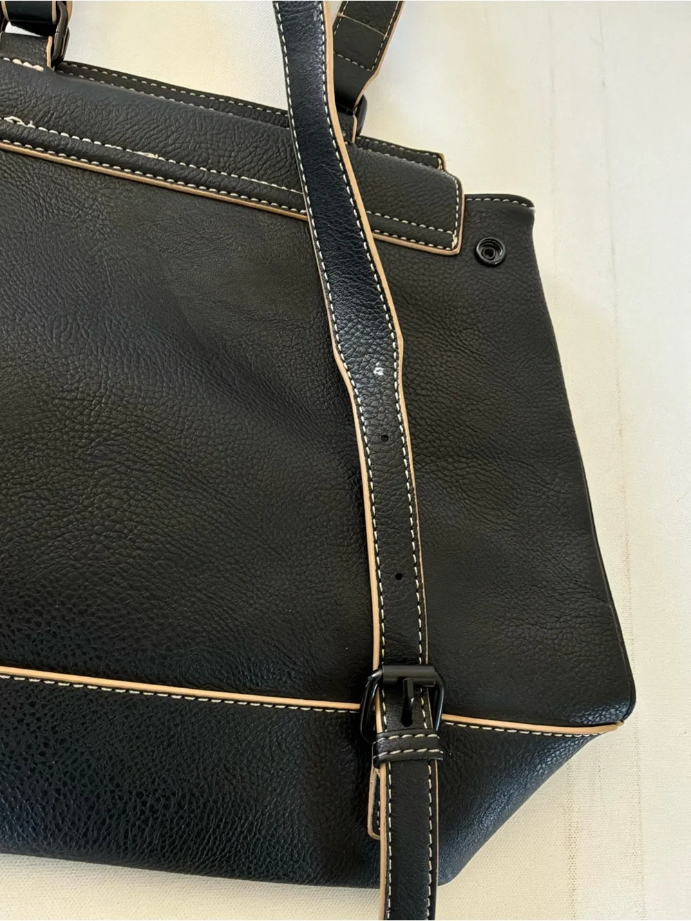 Darcy Marks London Black Faux Leather Satchel Shoulder Bag